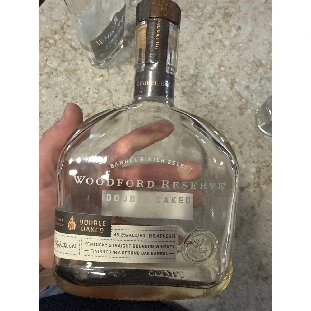 Lot of‎ EMPTY Bourbon Bottles Weller, Whistlepig Woodford Reserve Travlers